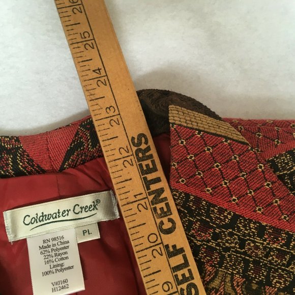 #78 Coldwater Creek Patchwork Long Sleeve 1 Button Jacket Womens Sweater Size PL - Picture 6 of 8